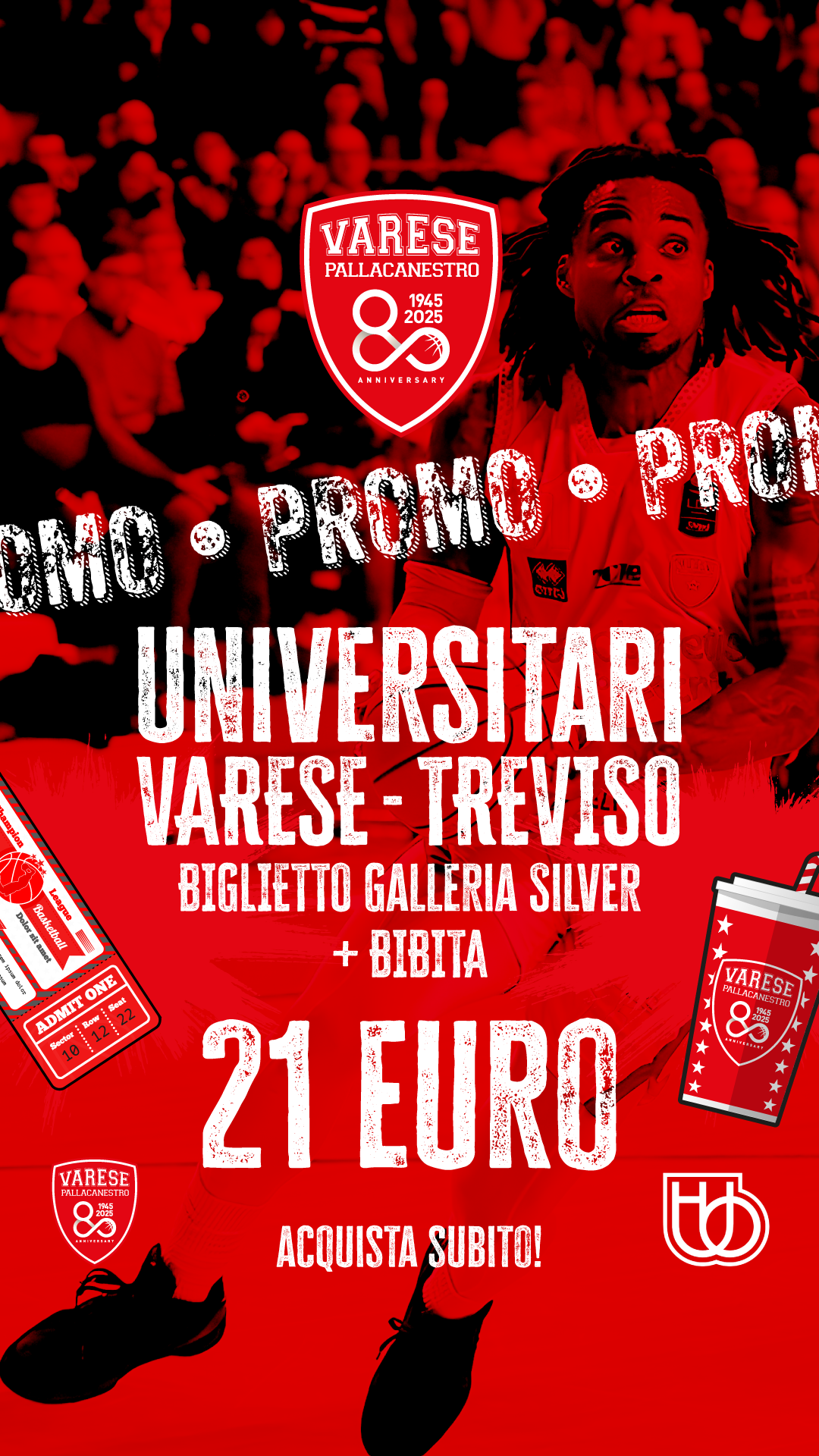 Promo Universitari: Biglietto + Bibita a 21€ | Varese - Treviso