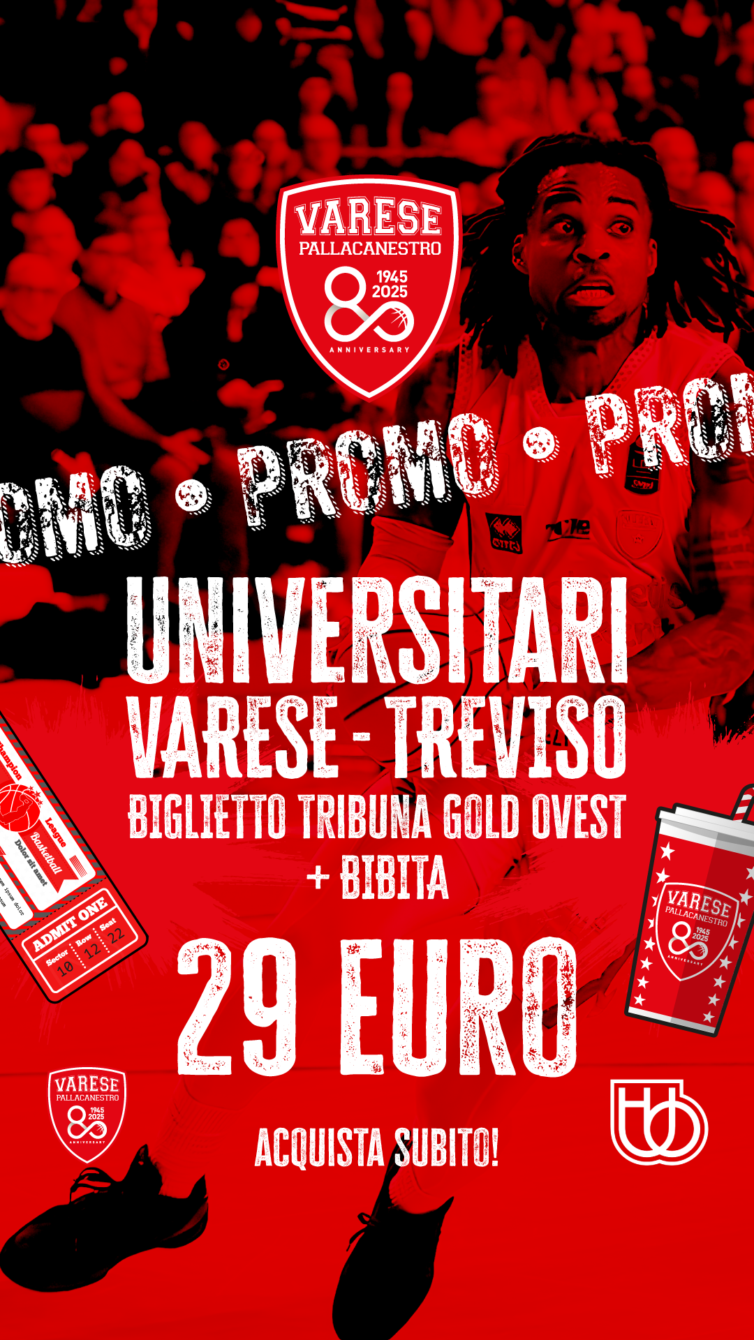 Promo Universitari: Biglietto + Bibita a 29€ | Varese - Treviso